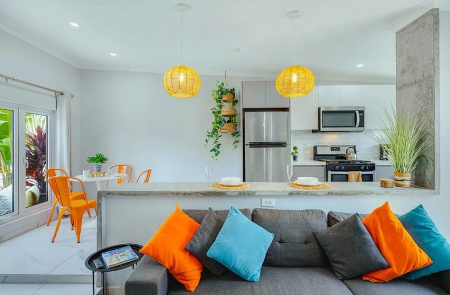 Open-plan living room and kitchen
